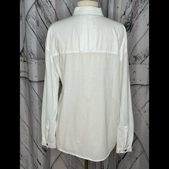 One X One Teaspoon White/Black Button Down Shirt Relaxed Fit S - Picture 6 of 7